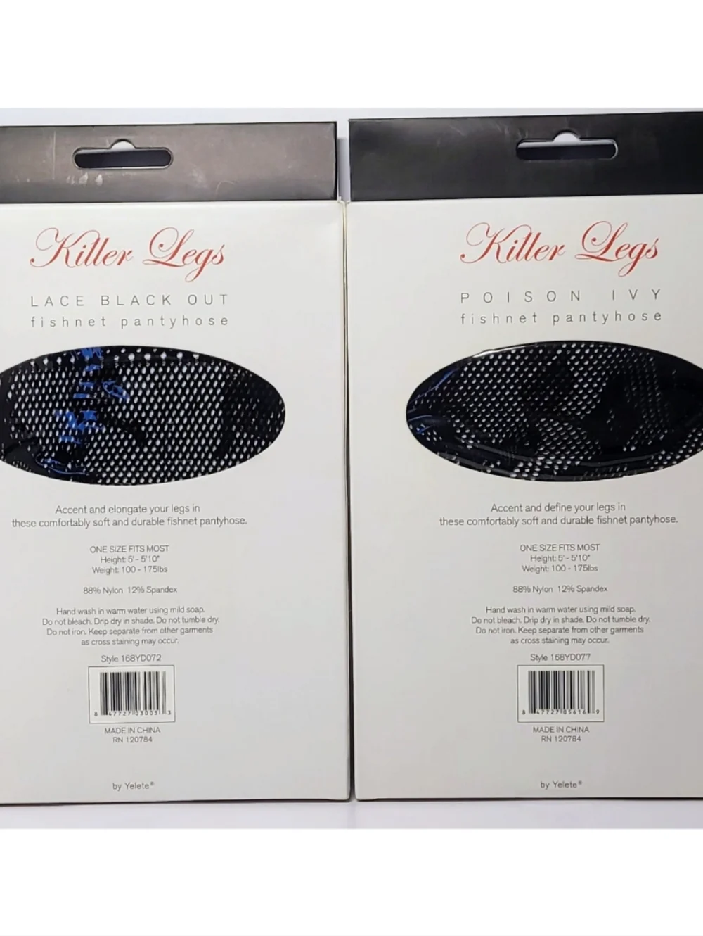 Yelete Killer Legs Fishnet Pantyhose Stocking Lace Black Out & Poison IVY New